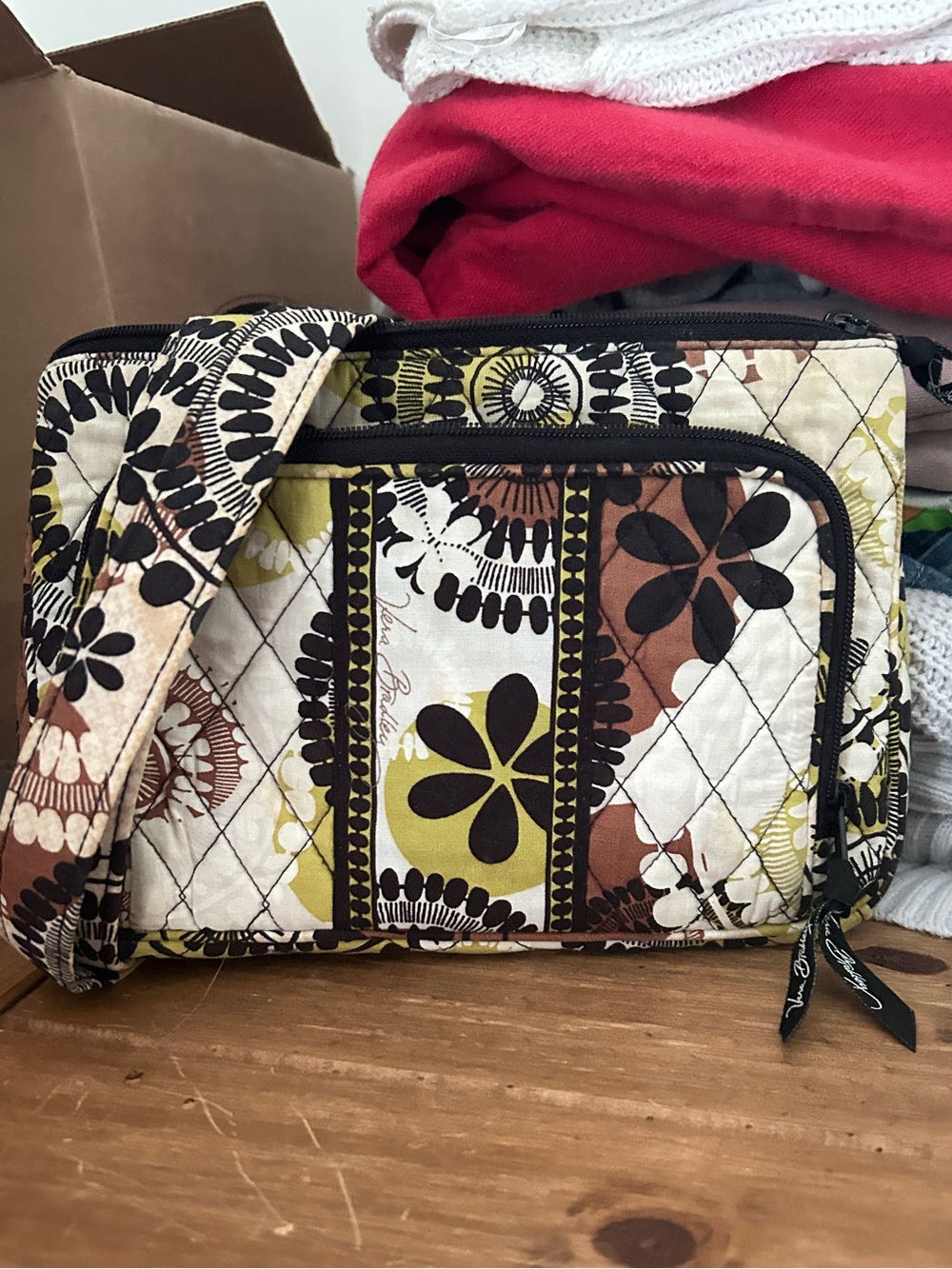 Vera Bradley Quilted Floral Crossbody Bag - Brown, Olive, Cream
